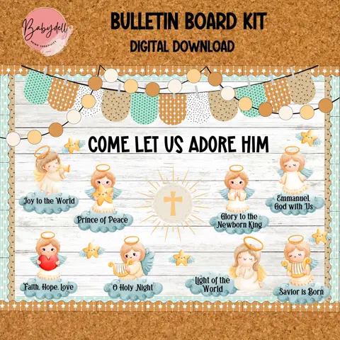 Angel Christmas Bulletin Board Kit: Christian Classroom Decor (Digital Download)