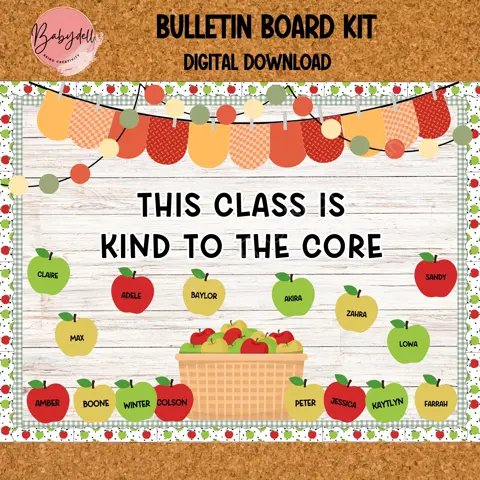 Apple Bulletin Board: Sweet to the Core Classroom Decor (Printable PDF & PNG Files)