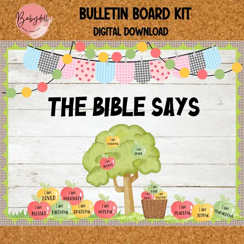 Apple Theme Bible Verse Bulletin Board Decor (Digital Download)