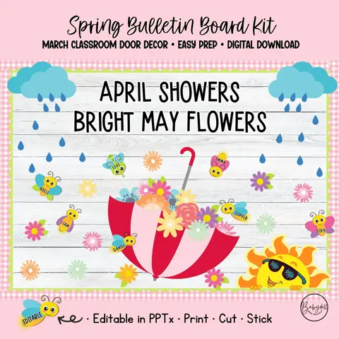 April Showers Kit for Spring Bulletin Boards and May Classroom Doors