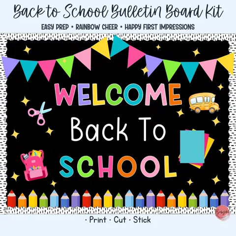 Back to School Decor Welcome Bulletin Board Kit Bright Rainbow Theme