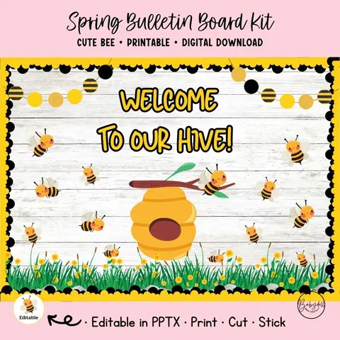 Bee Bulletin Board Kit | Spring Classroom Door Decor | Welcome To Our Hive Display