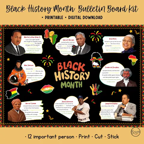 Black History Month Bulletin Board Kit 12 Important Figures Classroom Door Decor