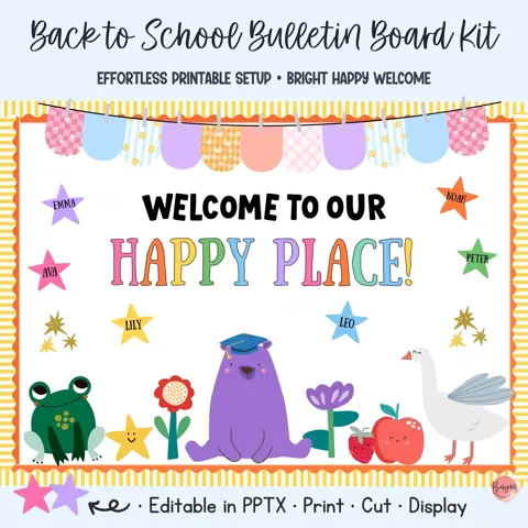 bold color classroom Bulletin Board Kit with Editable Star Name Tags for Back to School
