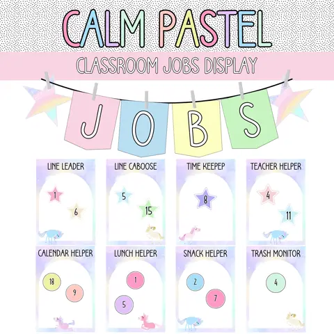 Calm Pastel Classroom Jobs Chart: Editable Student Display (Digital Download)