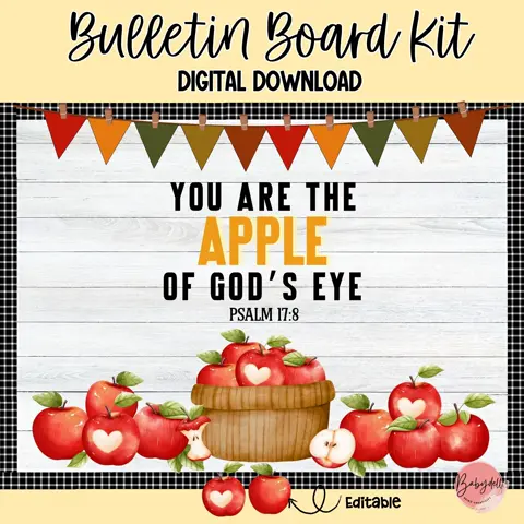 Christian Apple Bulletin Board Kit for a Cozy Fall Classroom