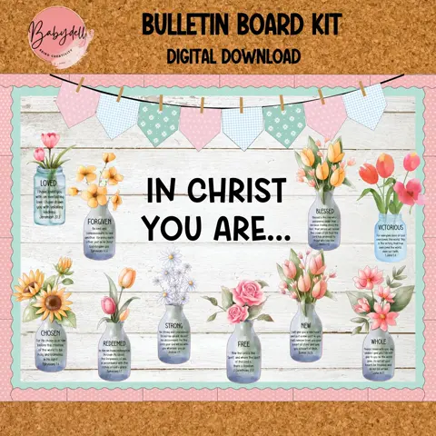 Christian Classroom Decor Kit: Bible Verse Bulletin Board (Digital Download)