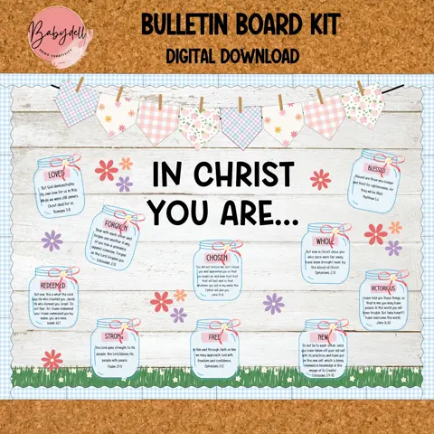 Christian Classroom Decor Kit - Printable Bible Verse Bulletin Board - Jesus Christmas Theme Classroom Decoration