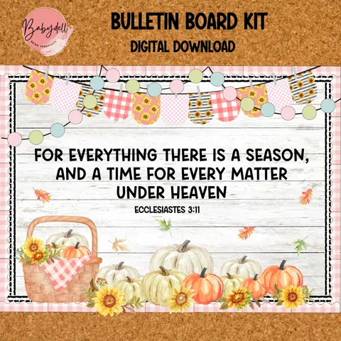 Christian Fall Bulletin Board Kit Bible Verse Decor Ecclesiastes 3 Sunday School Art