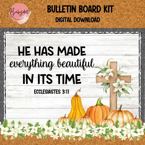 Christian Fall Bulletin Board Kit: Thankful, Grateful, Blessed (PNG & PDF Digital Download)