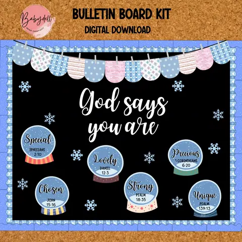 Christian Winter Bulletin Board Kit: Jesus Snowball Decor (Printable Art, PDF, PPT, PNG Files)
