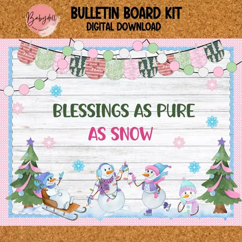 Christmas Bulletin Board Kit | God Blessings Church Decor | Christian Classroom Decorations