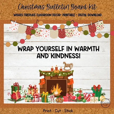 Christmas Fireplace Bulletin Board for a Warm and Kind Classroom