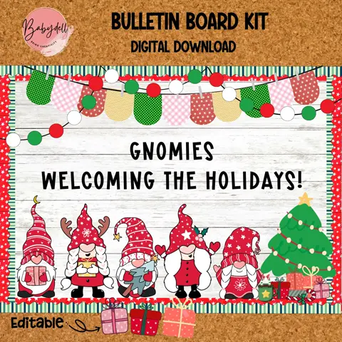Christmas Gnomies Bulletin Board Kit: Festive Classroom Decor (Digital Download)