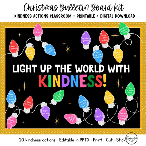 Christmas Kindness Bulletin Board Kit  Light Up The World Classroom Decor