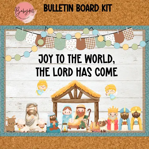 Christmas Nativity Bulletin Board Kit | Christian December Decor | Nativity Scene Classroom Display