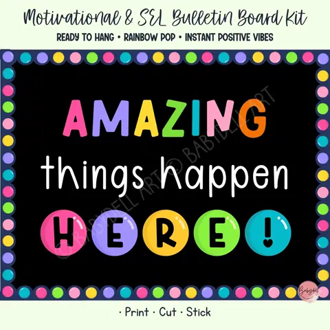 Classroom Bulletin Board Kit Back to School Decor Amazing Things Happen Here