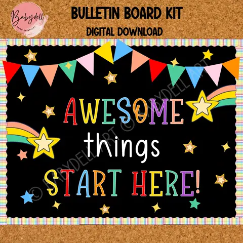 Classroom Decor | 'Awesome Things Start Here' Bulletin Board (Digital Download)