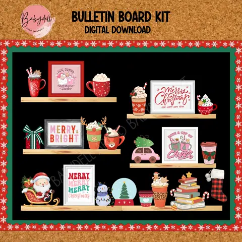 Cozy Christmas Drinks Bulletin Board Kit: Classroom Decor (Digital Download)