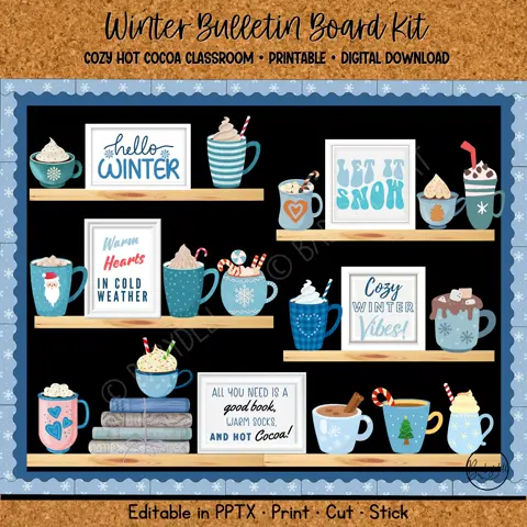 Cozy Cocoa Bulletin Board Kit for Winter Classroom Door Decor