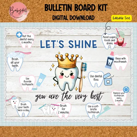 Dental Health Bulletin Board Kit: School Nurse Office Decor (Printable PDF & PPT)