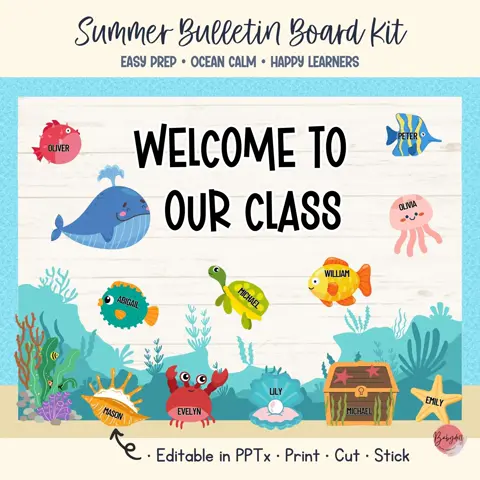 Diving into Summer Bulletin Board Kit | End of Year Ocean Classroom Door Decor