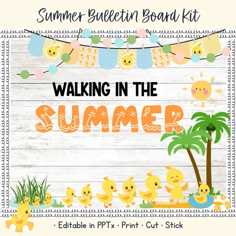 Duck Bulletin Board Kit Summer Preschool Classroom Decor Printable Door Display