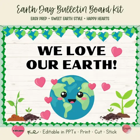 Earth Day bulletin board kit for spring classroom door and display decor