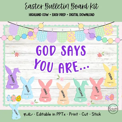 Easter Bulletin Kit for Christian Sunday School, God Says You Are Decor