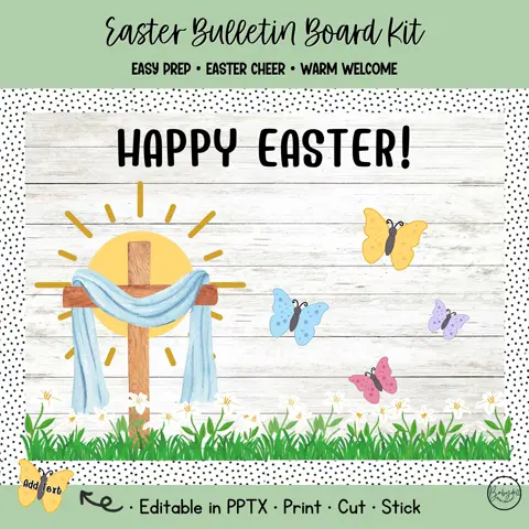 Easter Bulletin Kit He Is Risen Christian Spring Resurrection Classroom Door Decor
