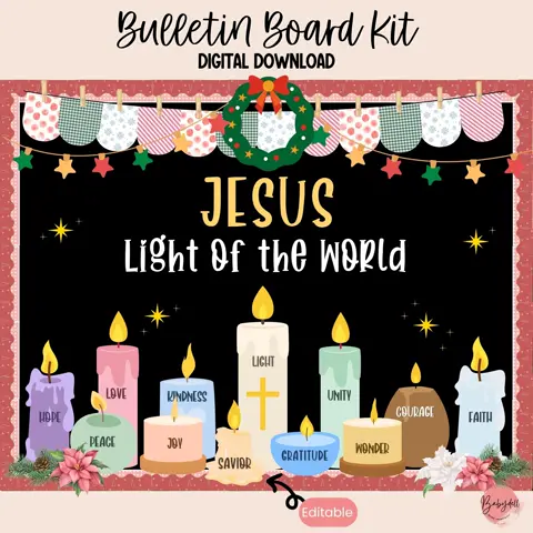 Editable Advent Candle Bulletin Board Kit for Sunday School