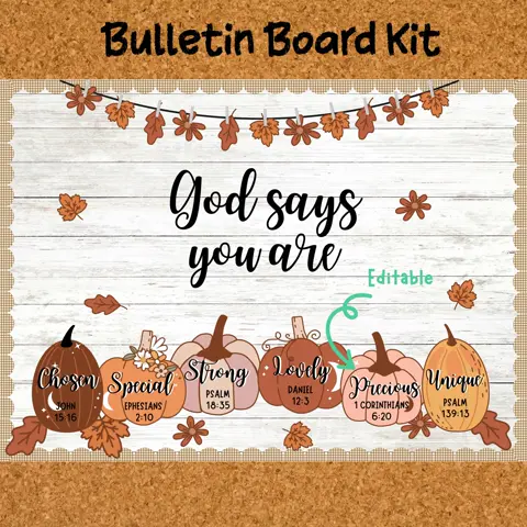Editable Christian Fall Bulletin Board for a Positive Classroom