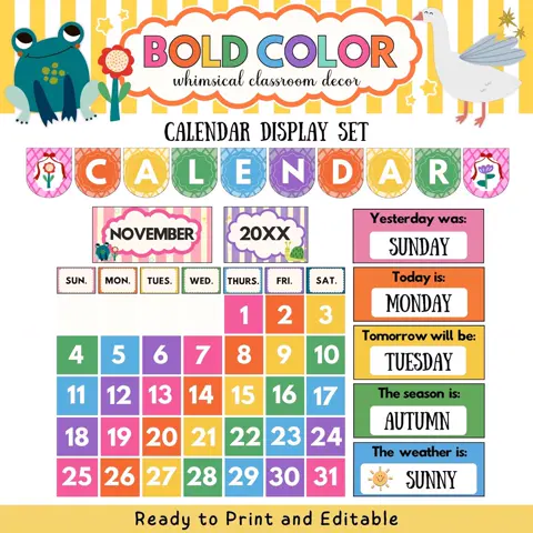 Editable Classroom Calendar Set Pastel Space Morning Meeting Pocket Chart