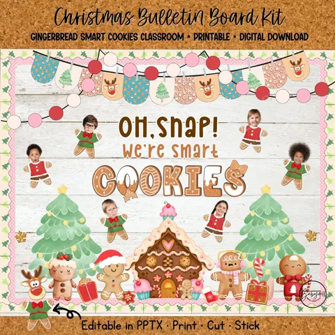 Editable Gingerbread Christmas Bulletin Board for a Festive Classroom