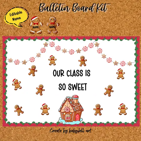 Editable Gingerbread Man Bulletin Board Kit for a Festive December Classroom