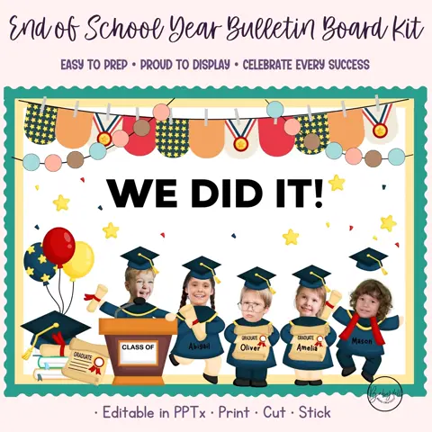 Editable Graduation Student Photo Display Bulletin Board Kit End of School Year Celebration
