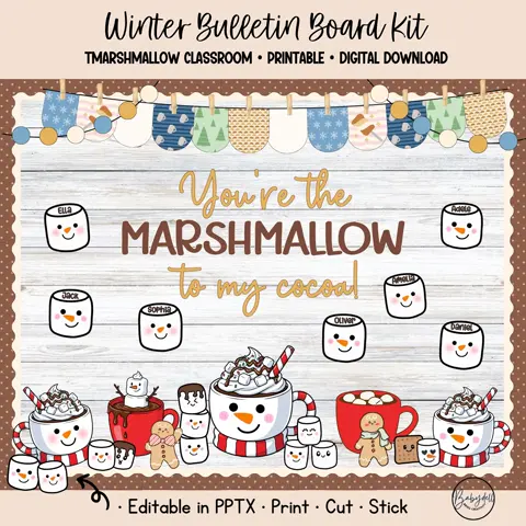 Editable Hot Cocoa Bulletin Board Kit for a Cozy Winter Classroom