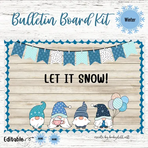 Editable Winter Gnome Bulletin Board Kit for a Cozy January Classroom