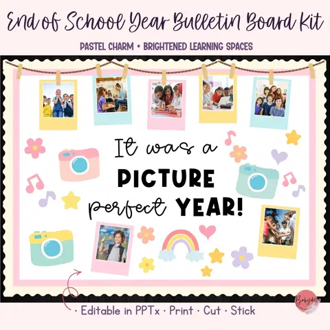 End of Year Decor Bulletin Board Kit Picture Class Photo Display Printable