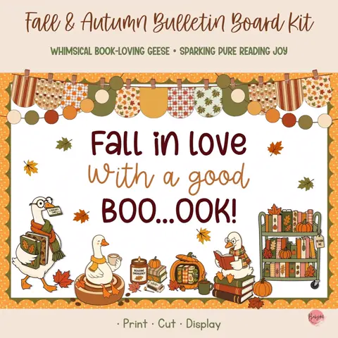 Fall Bulletin Board Kit Goose Library Reading Corner Classroom Decor