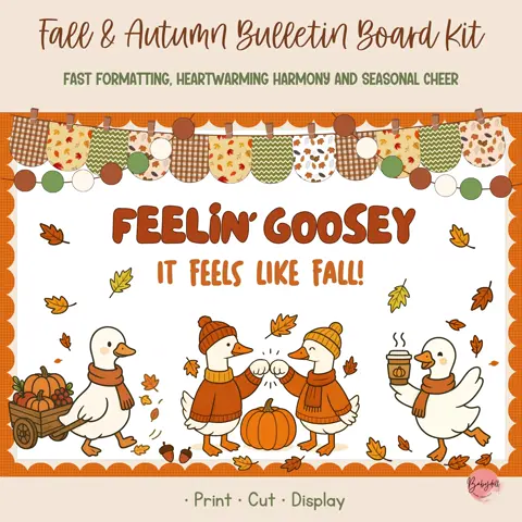 Fall Bulletin Board Kit Silly Goose Autumn Classroom and Door Decor