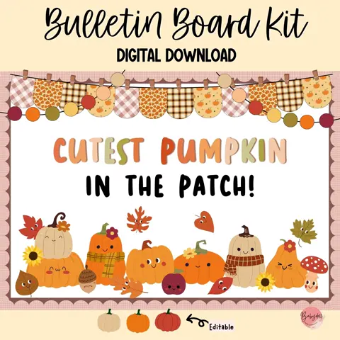 Fall Classroom Bulletin Board Kit: 'Cutest Pumpkin' Printable Decor (Digital Download)