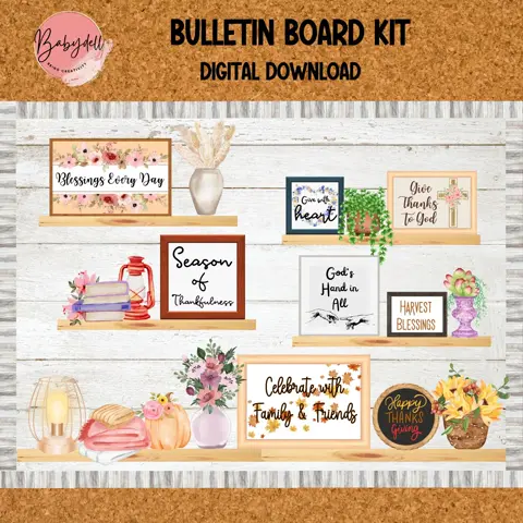 Fall Classroom Bulletin Board Kit: Growth Mindset, Thanksgiving Decor (PDF, PPT, PNG Files)