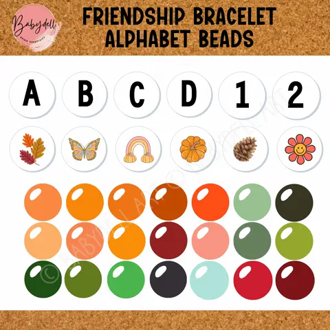 Fall Friendship Bracelet Bulletin Board Kit: Alphabet Beads (Printable DIY)