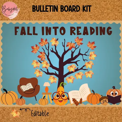 Fall into Reading Bulletin Board Kit: Cozy Autumn Classroom Decor (PDF Download)