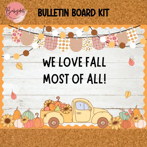 Fall Pumpkin Truck Bulletin Board Kit: Farmhouse Classroom Decor (Printable Digital Download)