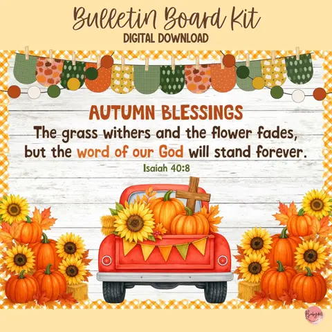 Farmhouse Scripture Bulletin Board for an Autumn Classroom