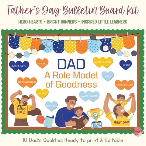 Father's Day Bulletin Board Kit: Dad Qualities Classroom Decor (Digital Download)
