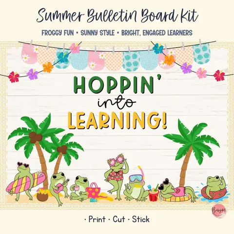 Frog Bulletin Board Kit for Summer Beach Classroom Decor