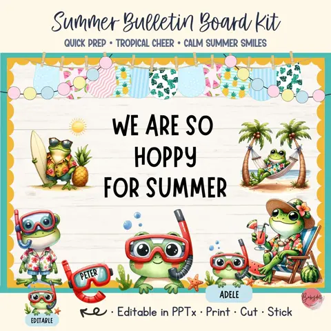 Frog Summer Decor Bulletin Board Kit Hopping Into Summer Classroom Door Display